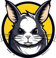 A rabbit head in a circle with a yellow background vector