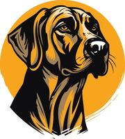 A dog head in a circle with an orange background vector