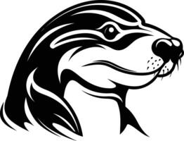 A black and white drawing of a seal vector