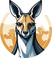 A kangaroo in a circle with a background vector
