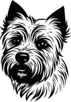 A black and white drawing of a dog's head vector