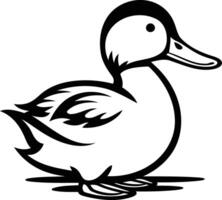 A black and white drawing of a duck vector