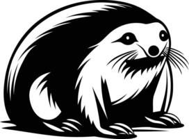 An otter is sitting on a white background vector