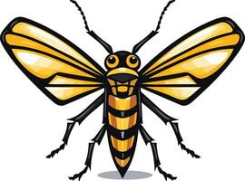 A cartoon insect with black and yellow wings vector