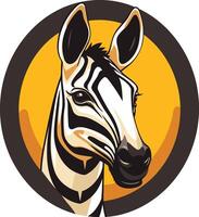 A zebra head in a circle on a yellow background vector
