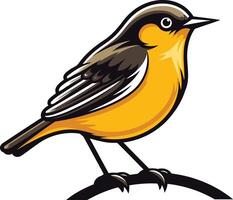 A bird with a black and yellow beak sitting on a branch vector