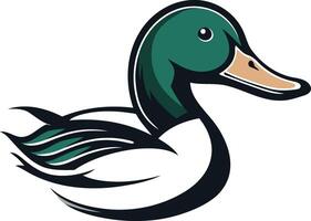A duck with a green and white head vector