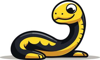 A cartoon snake with a black and yellow tail vector