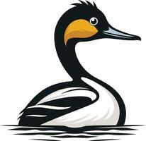 A duck with a long neck and a yellow beak vector