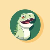 A cartoon dinosaur with a long shadow on a yellow background vector