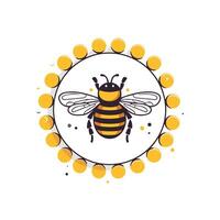 Bee logo with yellow dots and a bee vector
