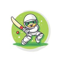 Cricket player in white uniform with helmet and bat vector