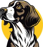 A dog with a yellow circle on it's head vector