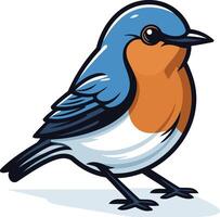 A cartoon blue and orange bird with a white background vector