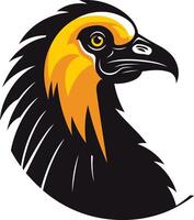 The head of a black and yellow bird vector