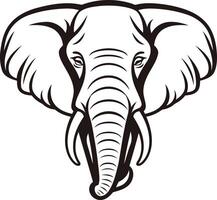 An elephant head with tusks on a white background vector