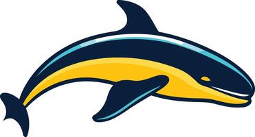 A dolphin with a yellow and blue tail vector
