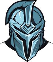 A blue helmet with a sword on it vector