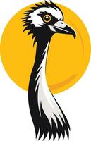 An emu head with a yellow circle around it vector