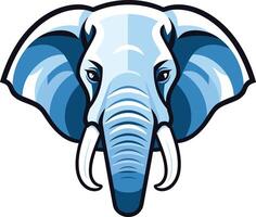 An elephant head with tusks and a blue background vector