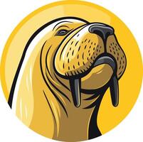 A seal head in a circle on a yellow background vector