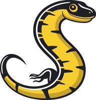 A yellow and black snake with a black tail vector