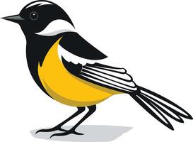 A black and yellow bird with a white beak vector