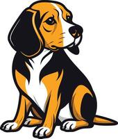 A beagle dog sitting down on a white background vector