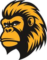 A gorilla head with a black and yellow color scheme vector