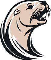 A sea lion head with its mouth open vector