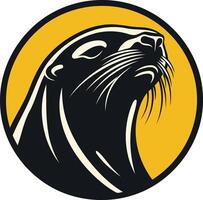A seal head in a circle with a yellow background vector