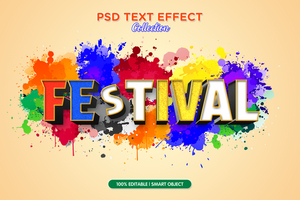 Festival template with colorful background text effect template psd