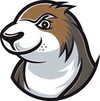 An otter head with a brown and white face vector