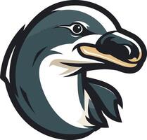 A penguin head with a beak and a long neck vector