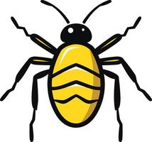 A yellow bug with black stripes on its back vector