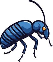 un insecto con un azul cuerpo y negro piernas vector