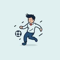 A man in a tie is playing soccer vector