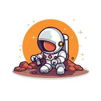 Astronaut on the moon illustration vector