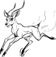 A drawing of a running antelope vector