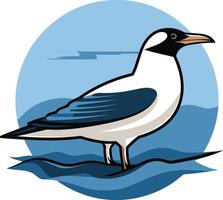 A seagull standing on the water in a circle vector