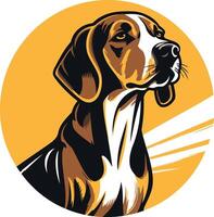 A dog with a black and white face in a circle vector