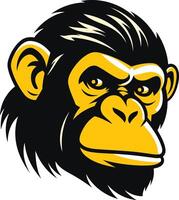 A monkey head with a black and yellow face vector