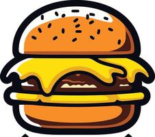 A hamburger with cheese and mustard on it vector