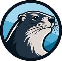 An otter head in a circle vector
