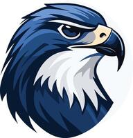 The head of an eagle is shown in a blue and white color vector
