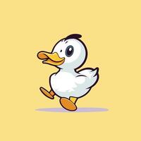 A cartoon duck walking on a yellow background vector