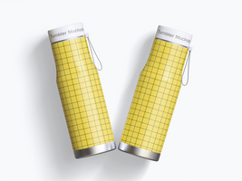 Luxury water bottle isolated on white background with reflection and clipping path. For design. Thermos bottle. psd