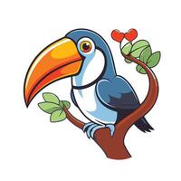 Toucan bird on tree branch with heart vector