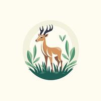 Deer in the grass illustration vector