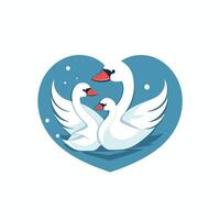 Swans in heart shape, illustration vector